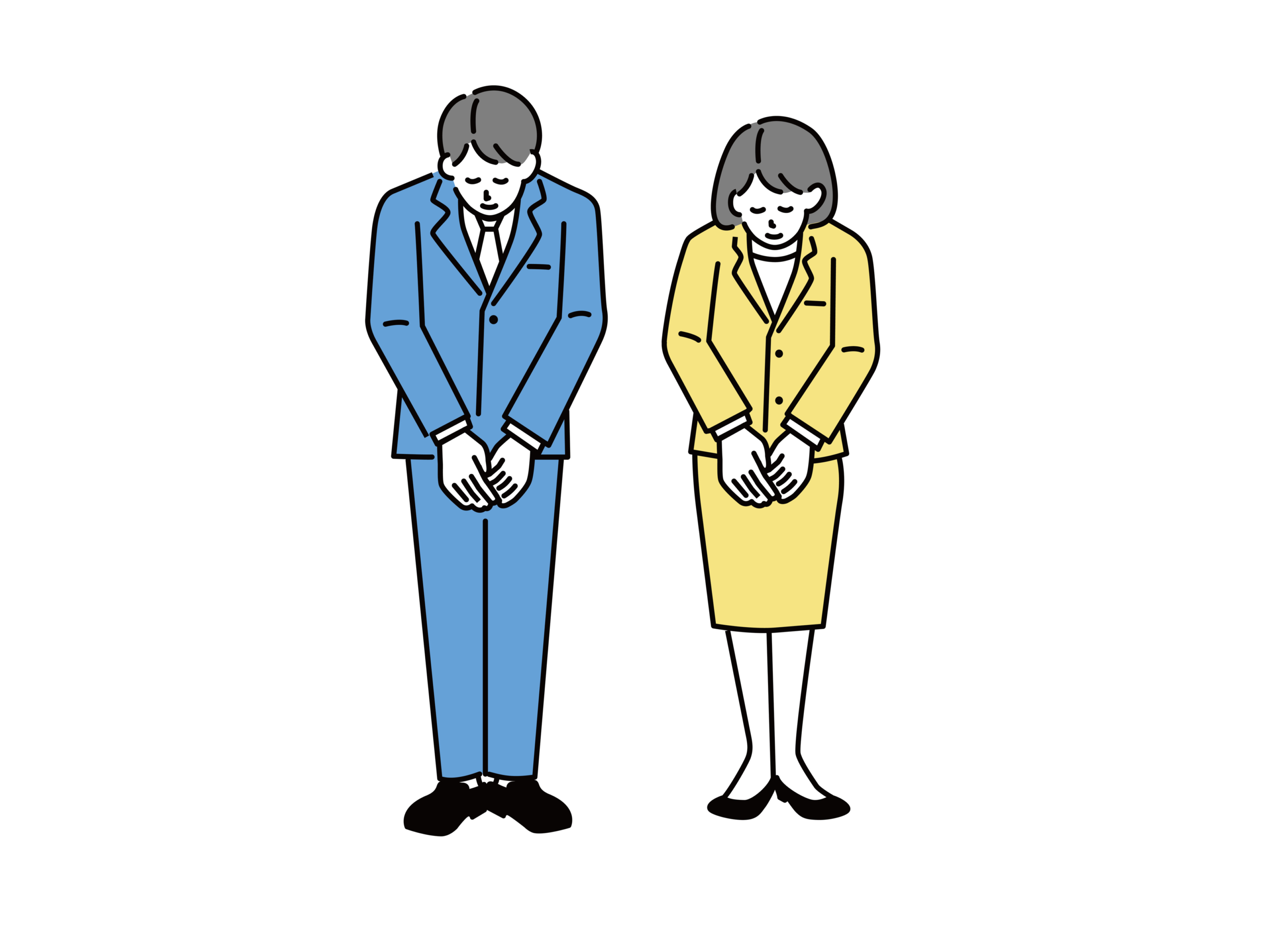 お辞儀をする男女